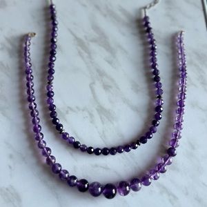 Set of 2 Vintage Violet Purple Beaded Necklaces